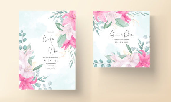 Beautiful Lily Flower Wedding Invitation Design