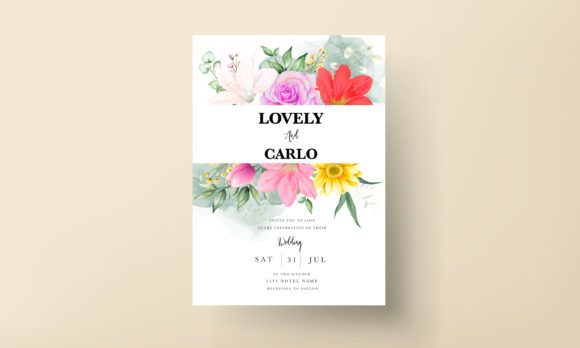 Floral Wedding Invitation: Elegant Colorful Illustration